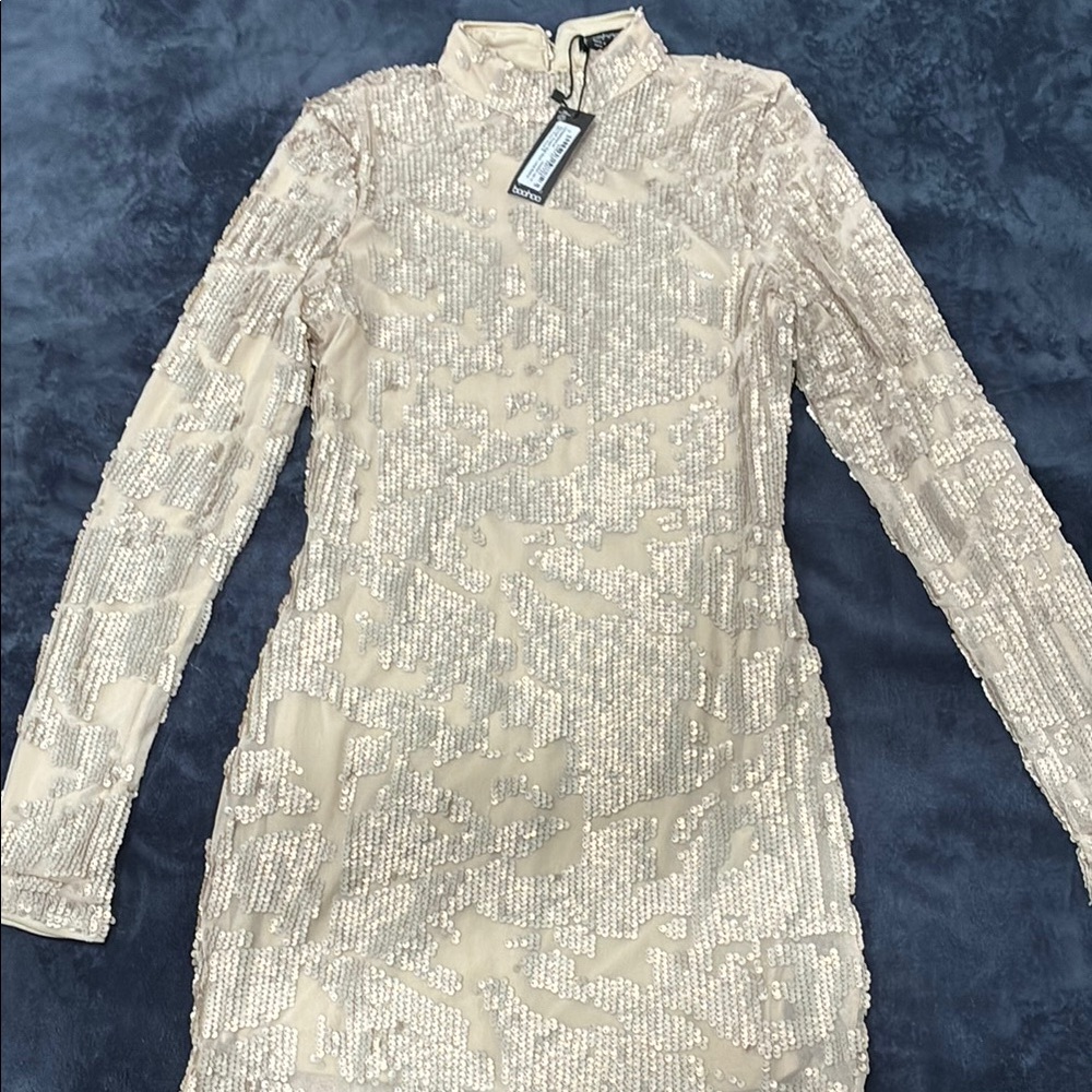 Elegant Cream Sequin Dress